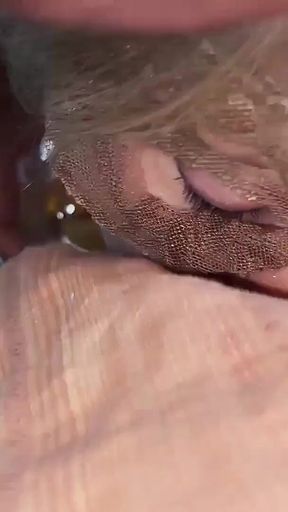 Story #7 with Subtitles - Blonde Lily Takes Golden Shower. the Bitch Washes Her Face and Thanks Her Master.