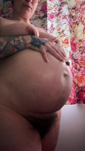 37 Week Pregnant Elizabethhunny Belly Lotion Rubbing