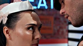 TRANSFIXED - Waitress Ember Fiera Has Rough Sex From Hung Military Husband In Public Diner