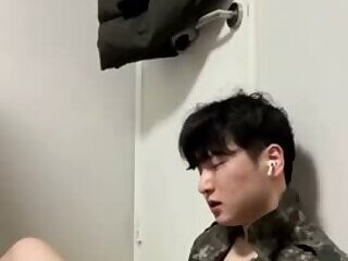 Korean army guy jacks off