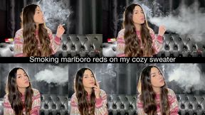 Smoking marlboro reds on my cozy sweater