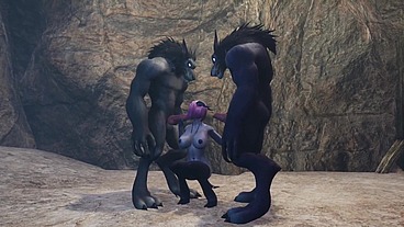 Draenei has a threesome with Werewolves - Warcraft Porn Parody
