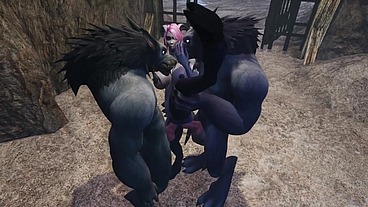 Draenei has a threesome with Werewolves - Warcraft Porn Parody