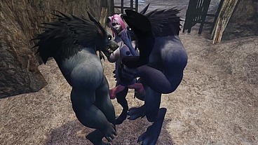 Draenei has a threesome with Werewolves - Warcraft Porn Parody