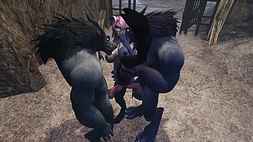 Draenei has a threesome with Werewolves - Warcraft Porn Parody