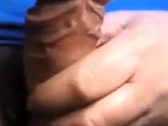 Dad stroking his thick uncut cock on cam (no cum)