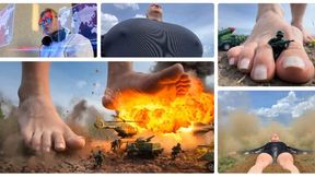 Robot giantess VS convoy of military WMV