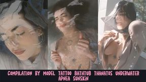 HD COMPILATION by model Tattoo bathtub Thanatos underwater apnea sunskin 70037