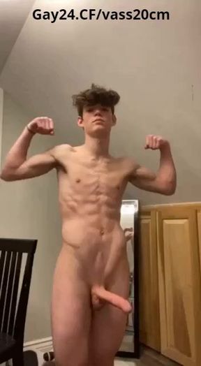 Skinny tall guy jerking off Dick 20 centimeters.