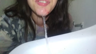 Full Vids @ ManyVids Nasty 420 Spit Fetish Slut Spitting Bathroom Sink Sitting On Toilet Mouthful
