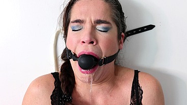 Hard gagging - dildo mouth gag