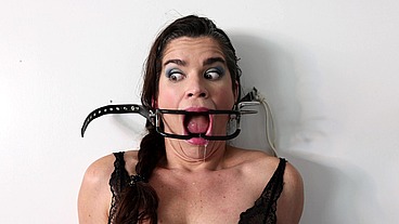 Hard gagging - dildo mouth gag