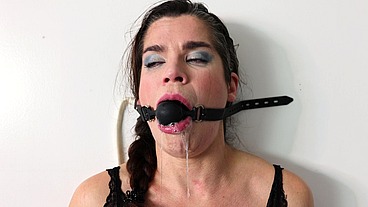 Hard gagging - dildo mouth gag