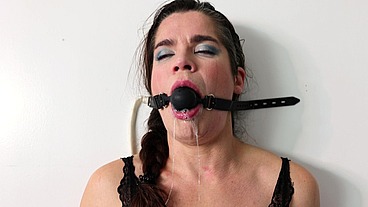 Hard gagging - dildo mouth gag