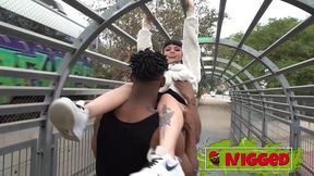 two black men pick up holy machiavelli on the street and take her home for a threesome. the first time with black men in nigged