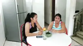 Step mommy puts ball gags to good use in lesbian bondage