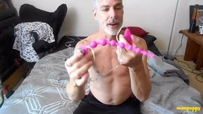 Super-Naughty parent Richard Lennox uses ass-fuck beads on his taut culo