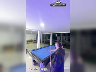 College hotty gets drilled after a game of pool whilst her boyfriend is away
