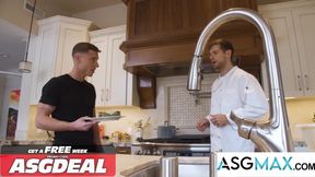 NEXT DOOR BUDDIES raw muscular chef gets railed hard in kitchen gloryhole