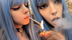 Alt Girl Smoking Close Up