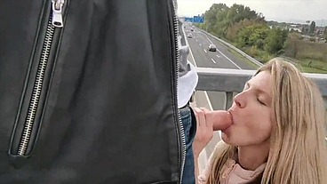 Full public sex in the car in the forest with people around