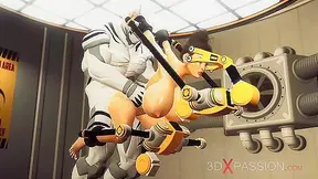 Cyborg Claims Brunettes Tight Ass in Hot Sci-Fi Submission Scene