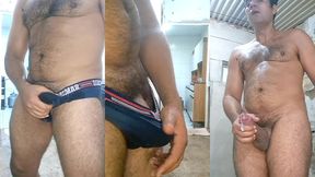 yuri gaucho - mijada de pau duro e gozada farta - urso brasileiro dotado tocando punheta - urso solo punheta