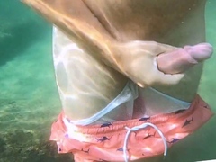Risky Public Beach Sex: Amateur Couple's Underwater Adventur