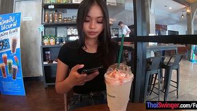 Gorgeous Asian Teen Takes It from Behind at Starbucks