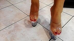 Sexy Wifey Tries On Her Brand New Clear Platform Heels