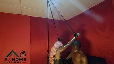 African BDSM Submissive Slut Curvy Chick, Tied Up In Bondage Sex Training