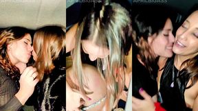 lesbian kisses, my husband films everything,  real  rimming all in the car