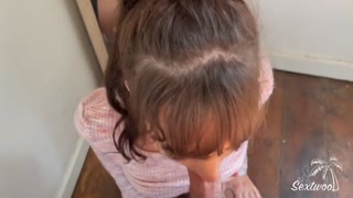 AMATEUR SEXTWOO - little sexy French girl take all cum in her pussy ! POV