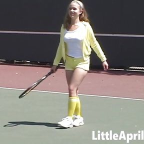 Sexy Teen Girl Little April Playing Tennis