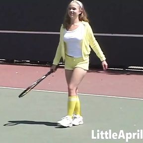 Sexy Teen Girl Little April Playing Tennis