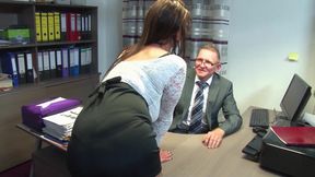 Hot nerdy secretary does deepthroat and fucks huge cock