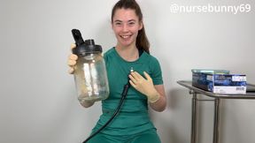 Drinking Water with Stethoscope Over Heart and Throat