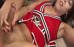 Tranny cheerleader turns tables on coach