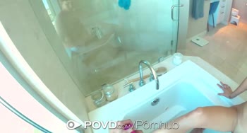 Gia Paige's Petite Body Takes Big Cock in POV Bathroom Threesome