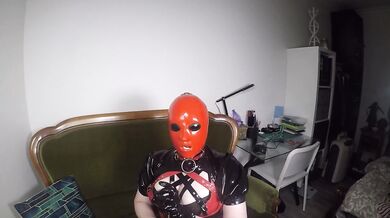 Trailer Heavy Rubber Mask, Solo Pleasure By Miss Maskerade In Latex Corset Gagged Playing With Dildo