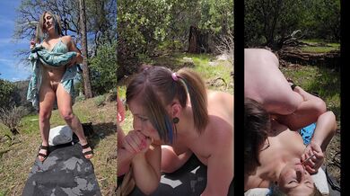 Public blowjob smokes her clit like a pro reverse cowgirl