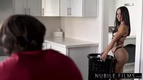 Skinny Brunette Dania Vega rides cock in sensual blowjob scene