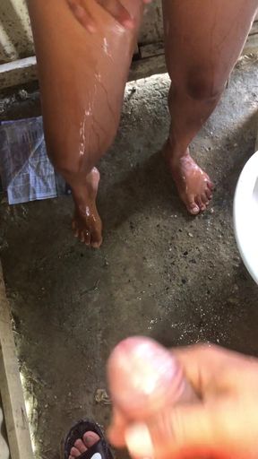 I shower in the countryside and a stranger records me while I do it