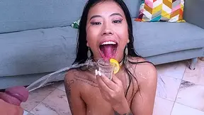 Piss in my mouth! Little latina bitch Lore Hot gets pee in her