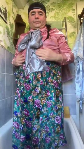 In bourgeois attire to take a piss shower