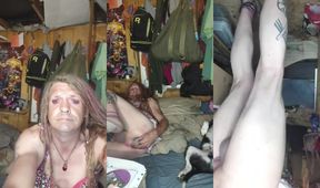 Trans Sissy Faggot Ass Ripped by Dildo Gushing Cum Wreckage