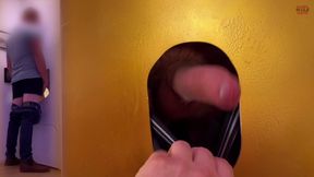 Big horny cock sucked at gloryhole