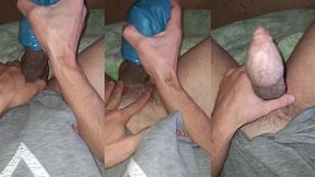 a big tattooed cuck nice cums in a masturbator