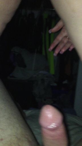 Gushing on his hard cock