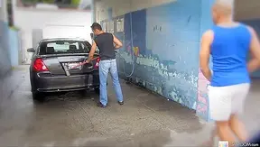 Public Cumshow - Car Wash Hottie Emilio Sands Gets Loaded